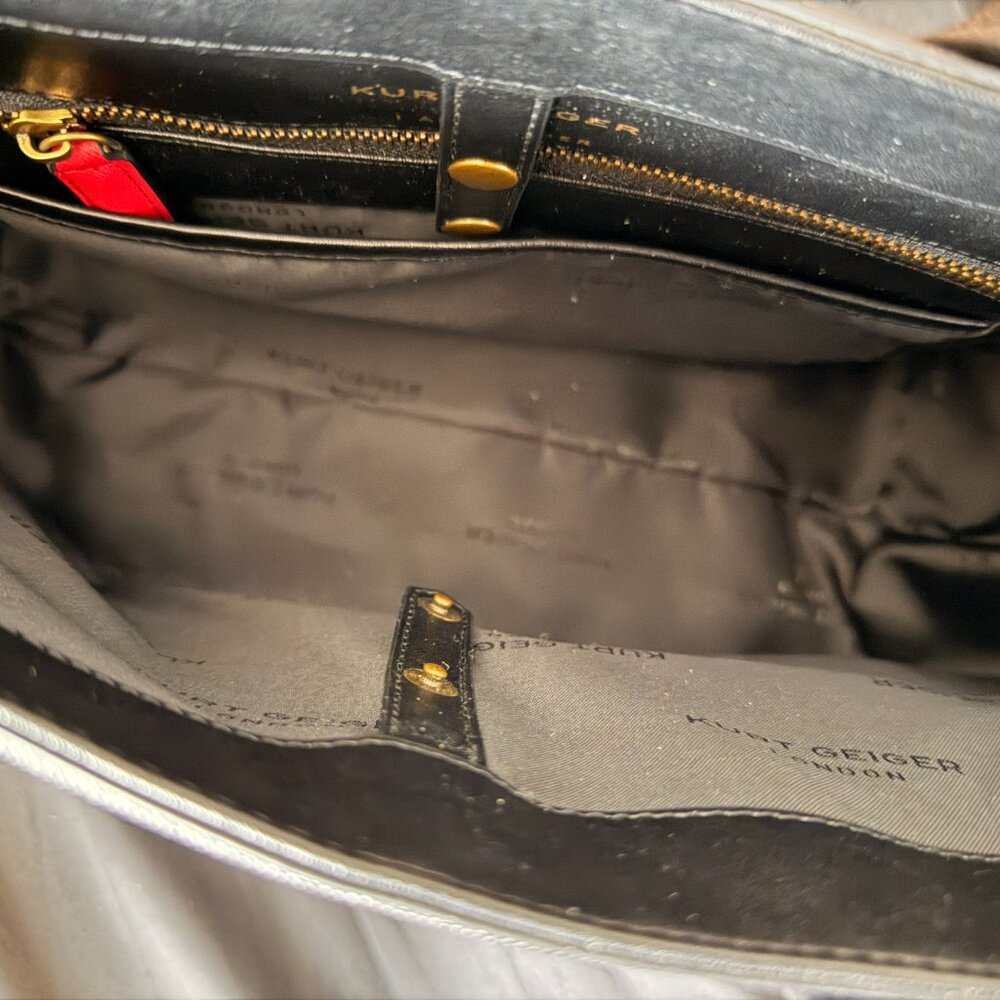 KURT GEIGER LONDON TOTE  BROWN BLACK Textured Leather - Picture 8 of 9